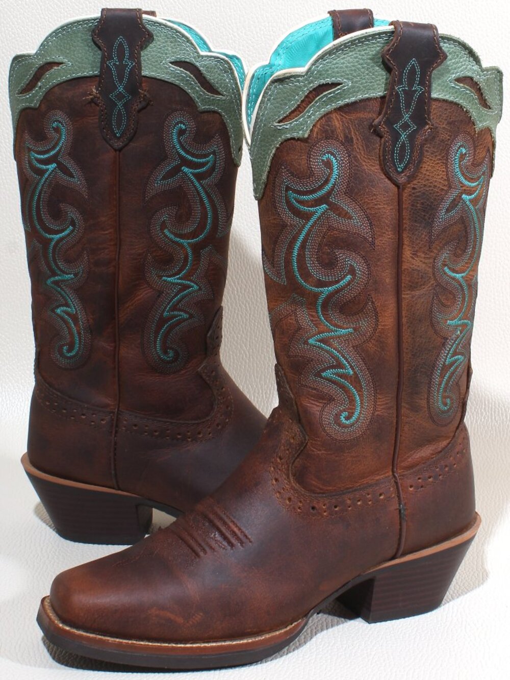 Womens Justin Boots Size 6.5 Brown Leather Pull On Cowgirl Western Boot